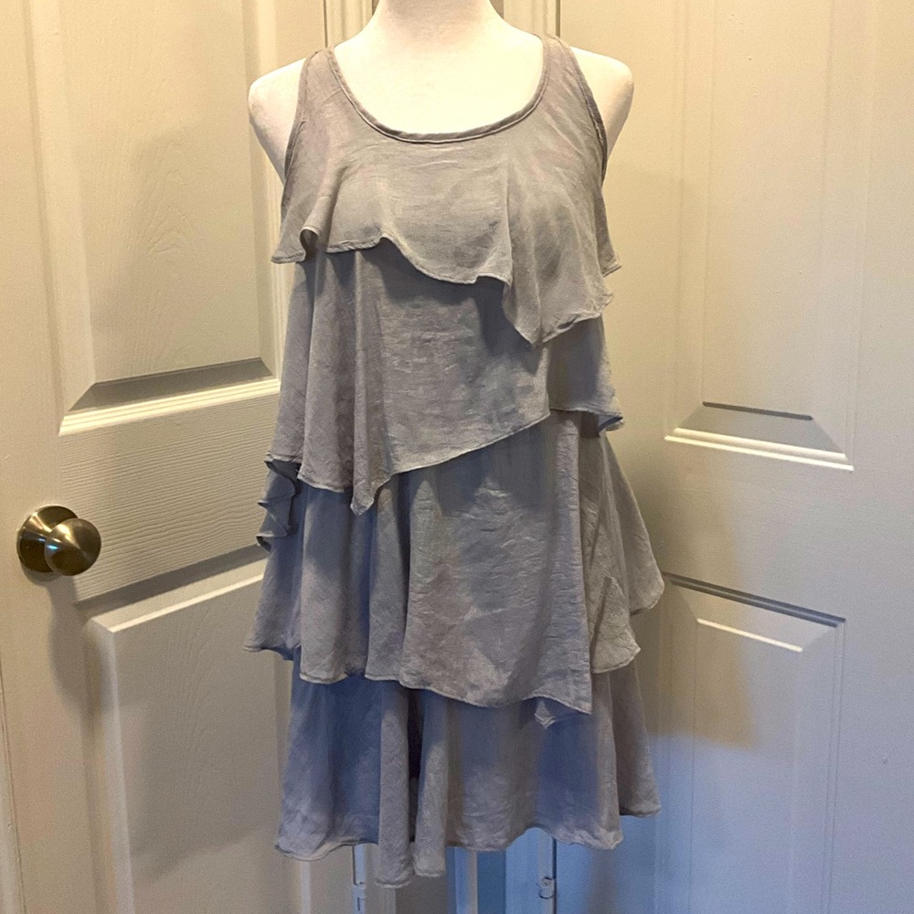 Bella D. Ruffle Tiered Racerback Soft Tunic Tank Bohemian Style Size Small